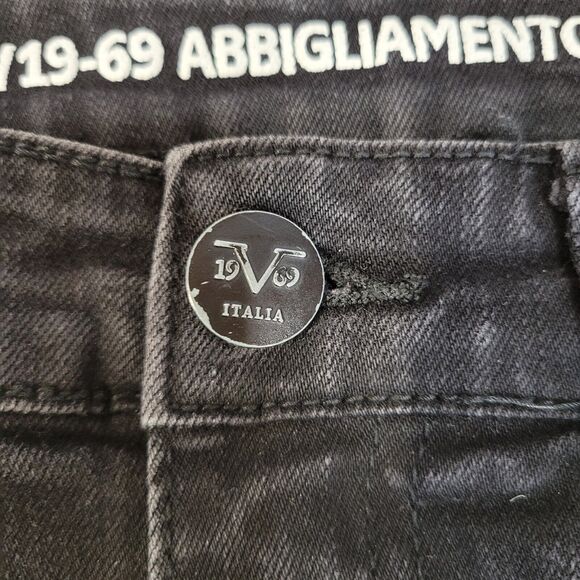 V1969 Vercase Moto Jeans Mens 28x30 Black Cargo Skinny Rock And Roll Emo Punk - Picture 10 of 15